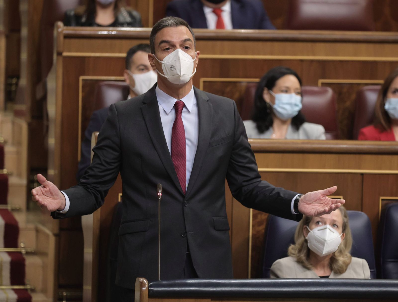 El presidente del Gobierno, Pedro Sánchez, durante la sesión de control al Gobierno en el Congreso este miércoles.