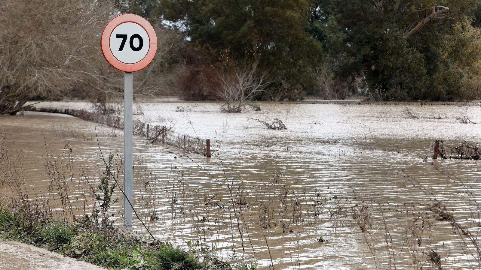 El Guadalete comienza a bajar su nivel poco a poco por la zona rural de Jerez