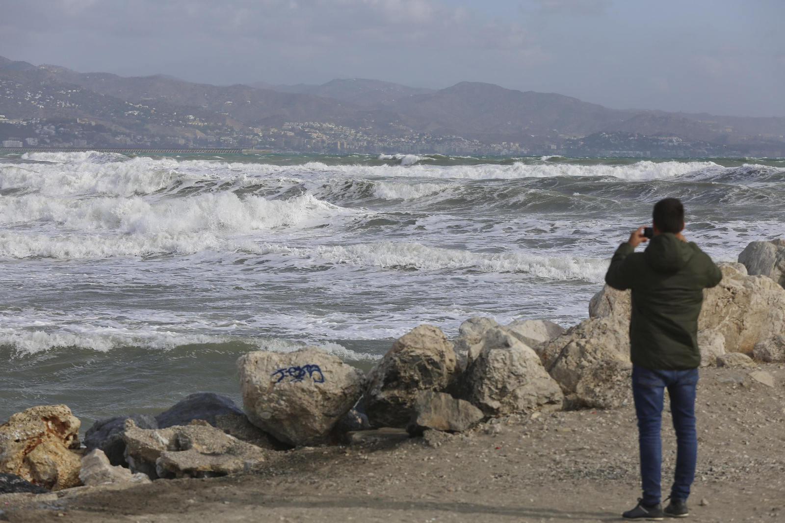 Fotos del temporal de levante en la costa de Málaga