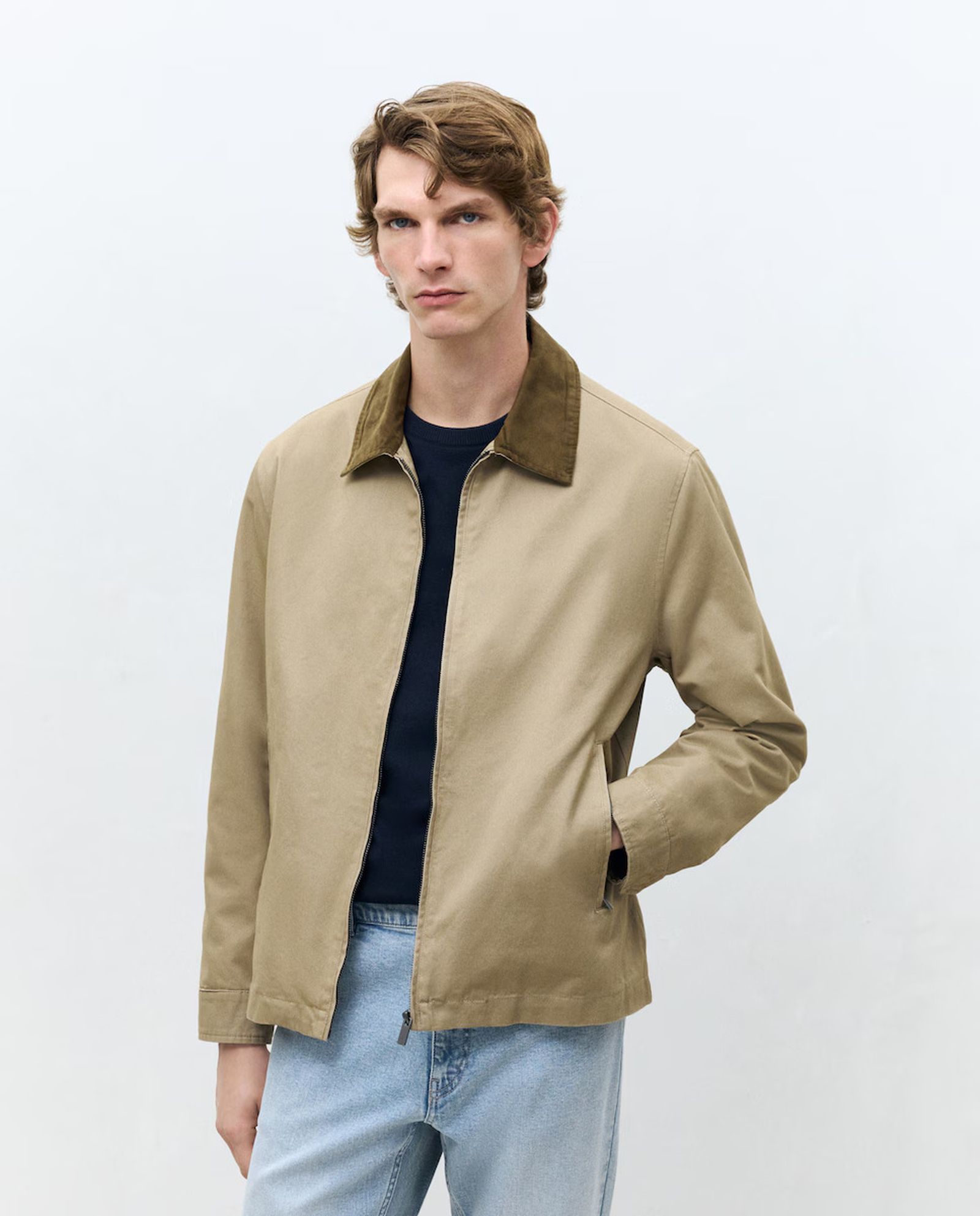Cazadora algodón Dustin con cuello a contraste (Marrón claro)