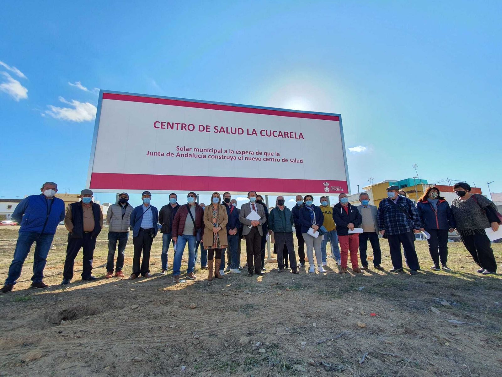 Cartel colocado hace unos años para exigir la construcción del centro de salud de La Cucarela en Chiclana