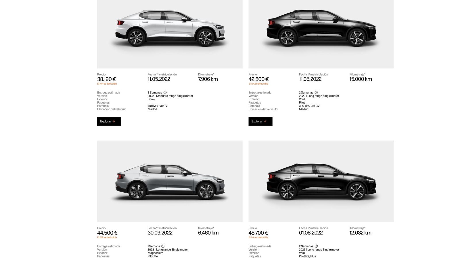 La página comercial de Polestar ya ofrece diferentes unidades incluidas en este programa.