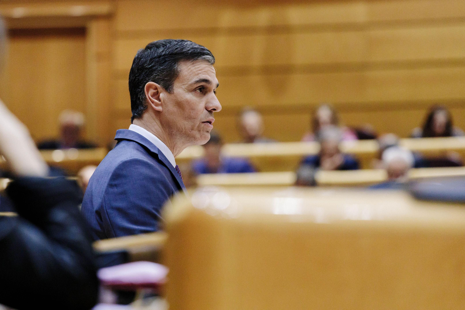 Pedro Sánchez en una comparecencia en el Senado.