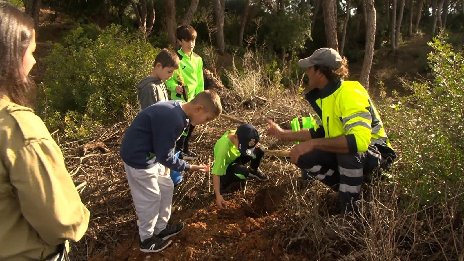 Escolares del Juan XXII atienden las explicaciones del personal de la Brigada Municipal de Medio Ambiente