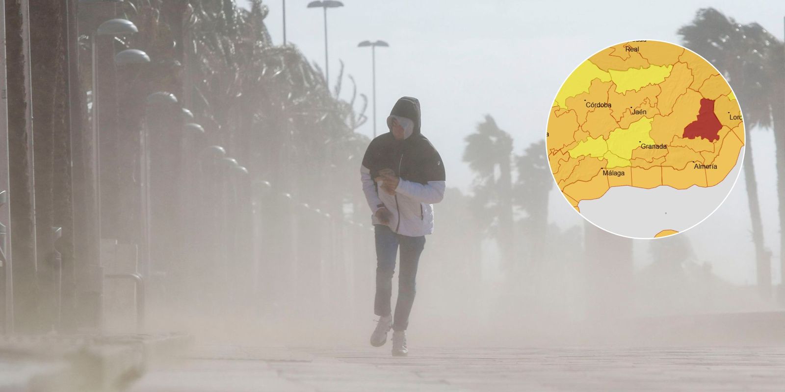 Se ha activado el aviso rojo por viento en el Almanzora y Los Vélez y hay varias comarcas con avisos combinados de lluvia y viento.
