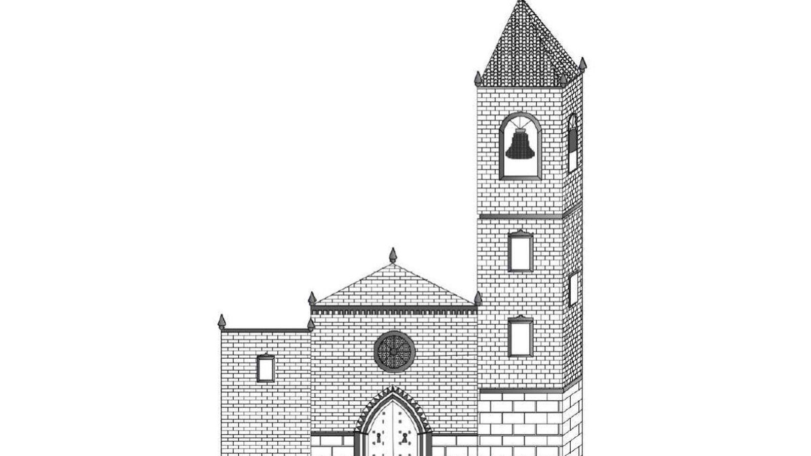 Reconstrucción de la fachada original de la parroquia de Santiago de Montilla. Reconstrucción de la fachada original de la parroquia de Santiago de Montilla.