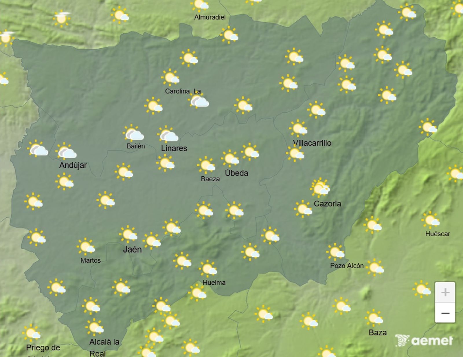 Aun con fuertes rachas de viento para viernes y sábado, el tiempo de cara al fin de semana será más calmado en la provincia de Jaén.
