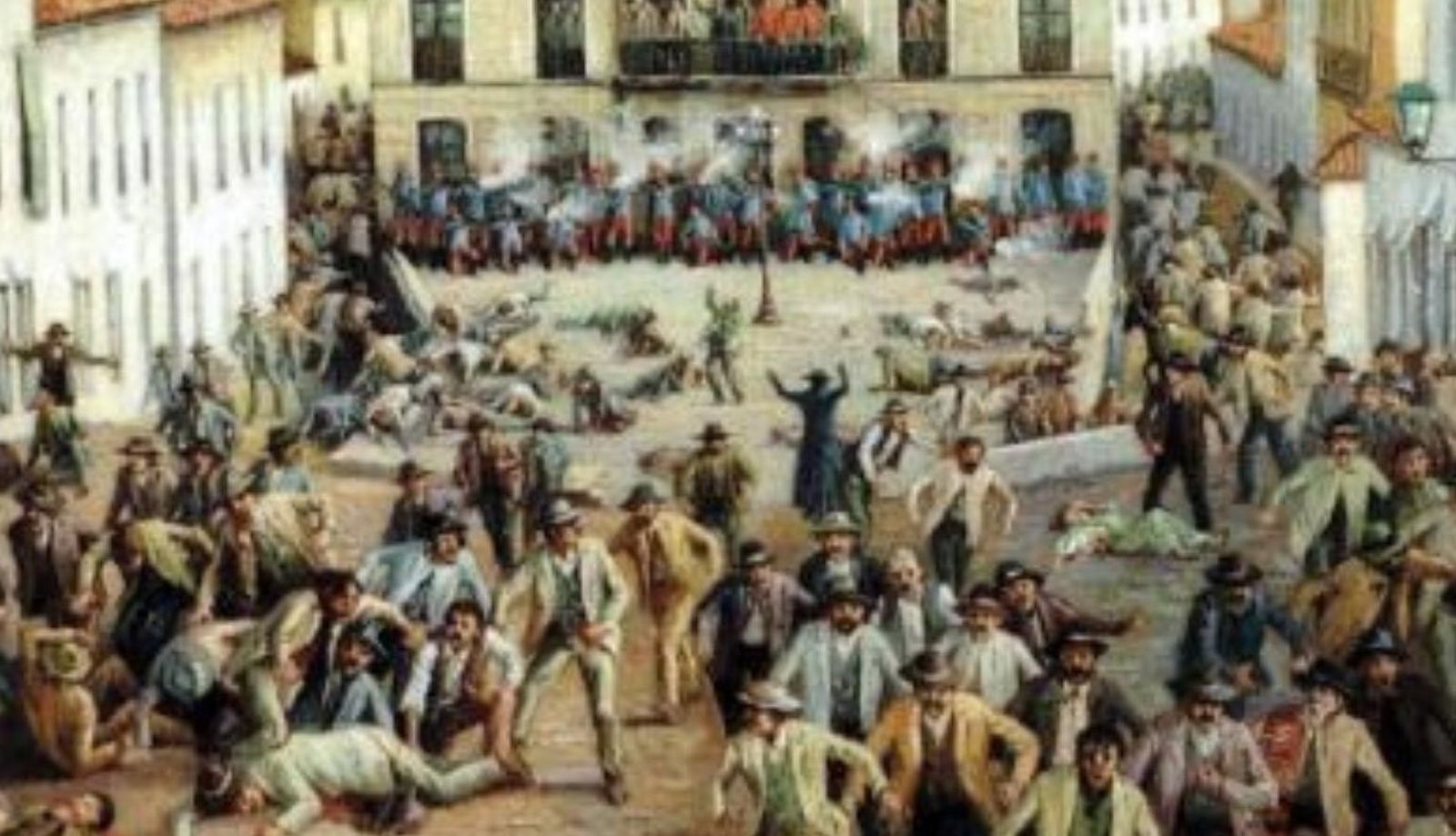 Ilustración de la fatídica masacre en la Cuenca Minera.