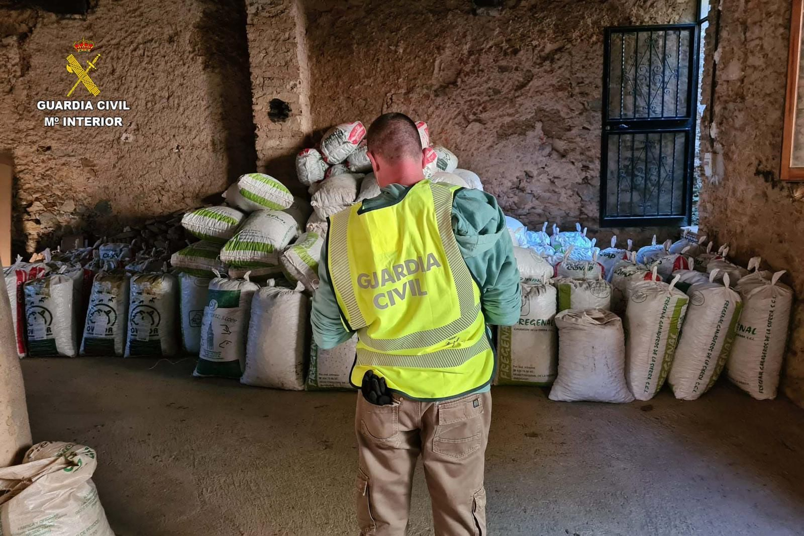 Varios sacos con las castañas decomisadas.