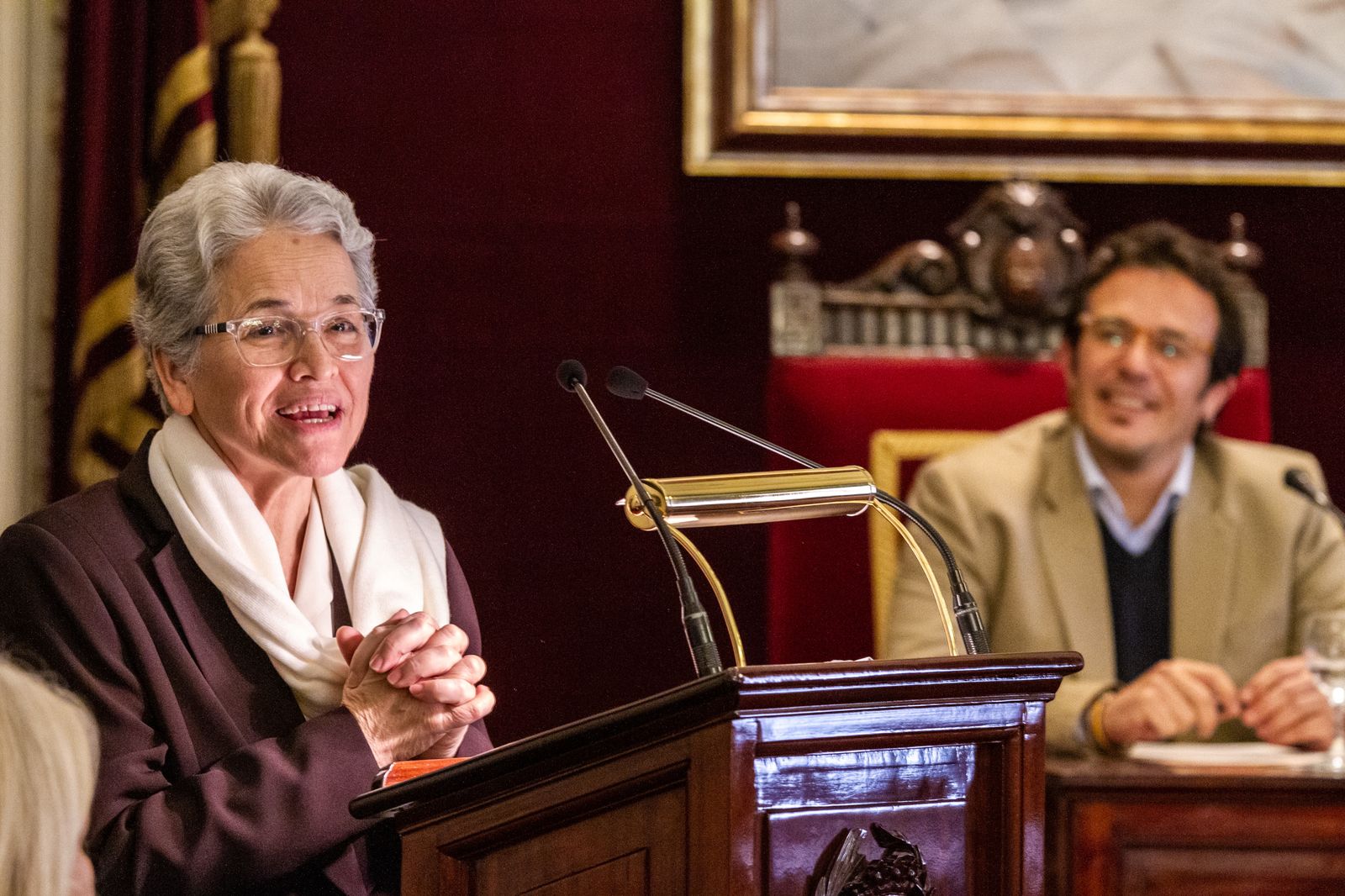 María Dolores Moreno, durante su intervención en el acto de entrega del Premio Jesús Gargallo 2018.