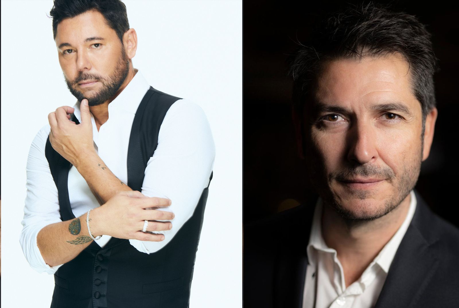 El cantaor Miguel Poveda y el periodista Carlos del Amor.