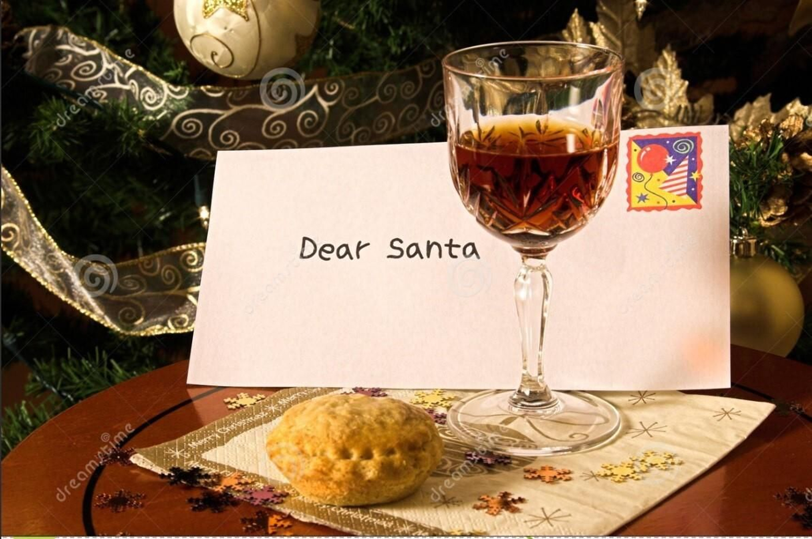 Una copa de jerez y tarta de manzana para recibir a Santa.