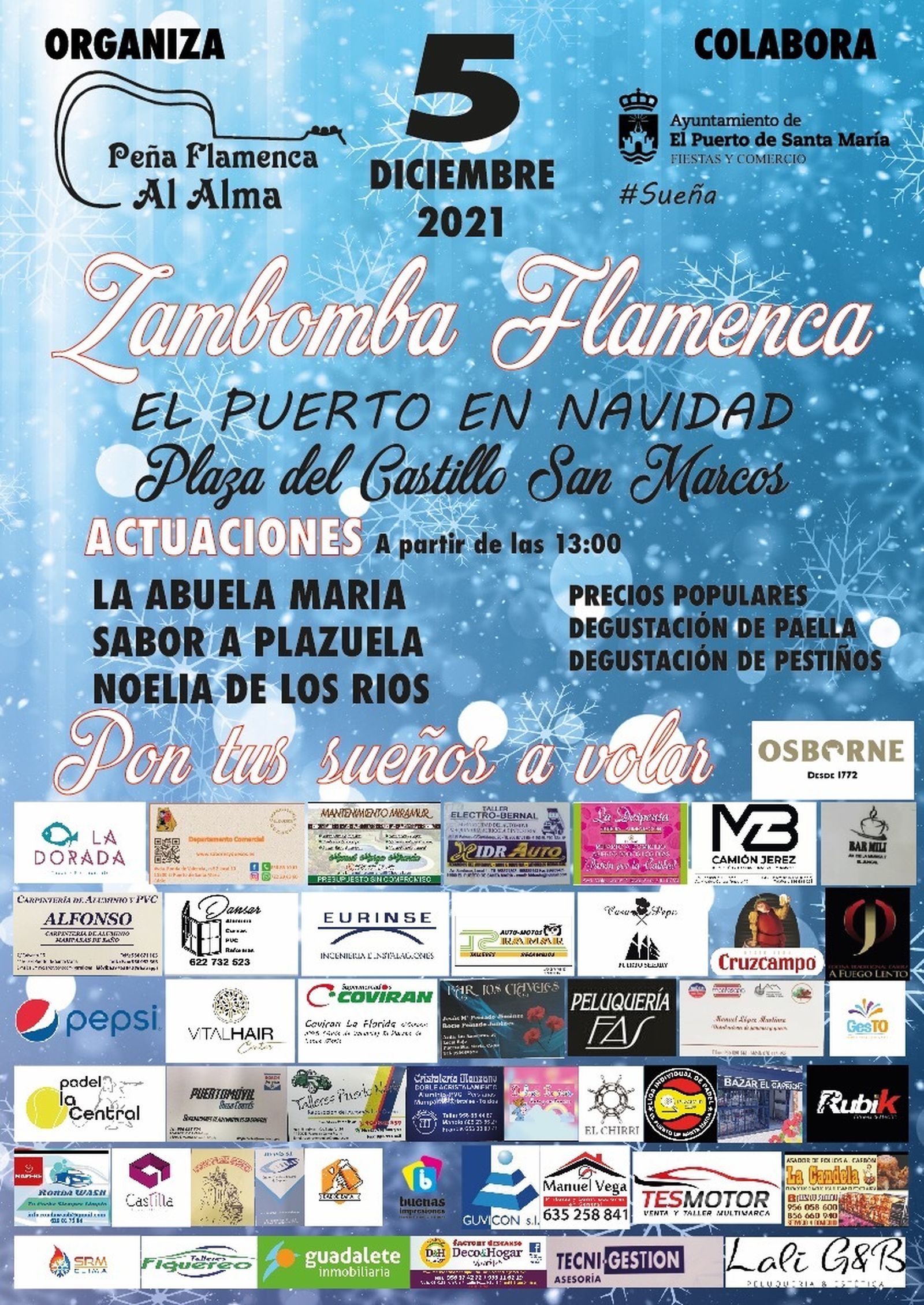 El cartel anunciador de la zambomba de la peña flamenca Al Alma.