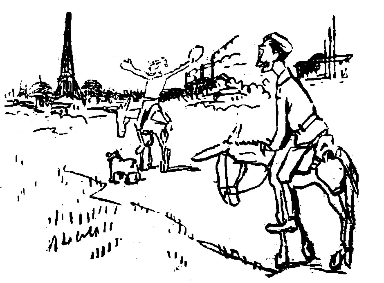 Una de las ilustraciones originales recogidas en la edición de 'A París en burro'.