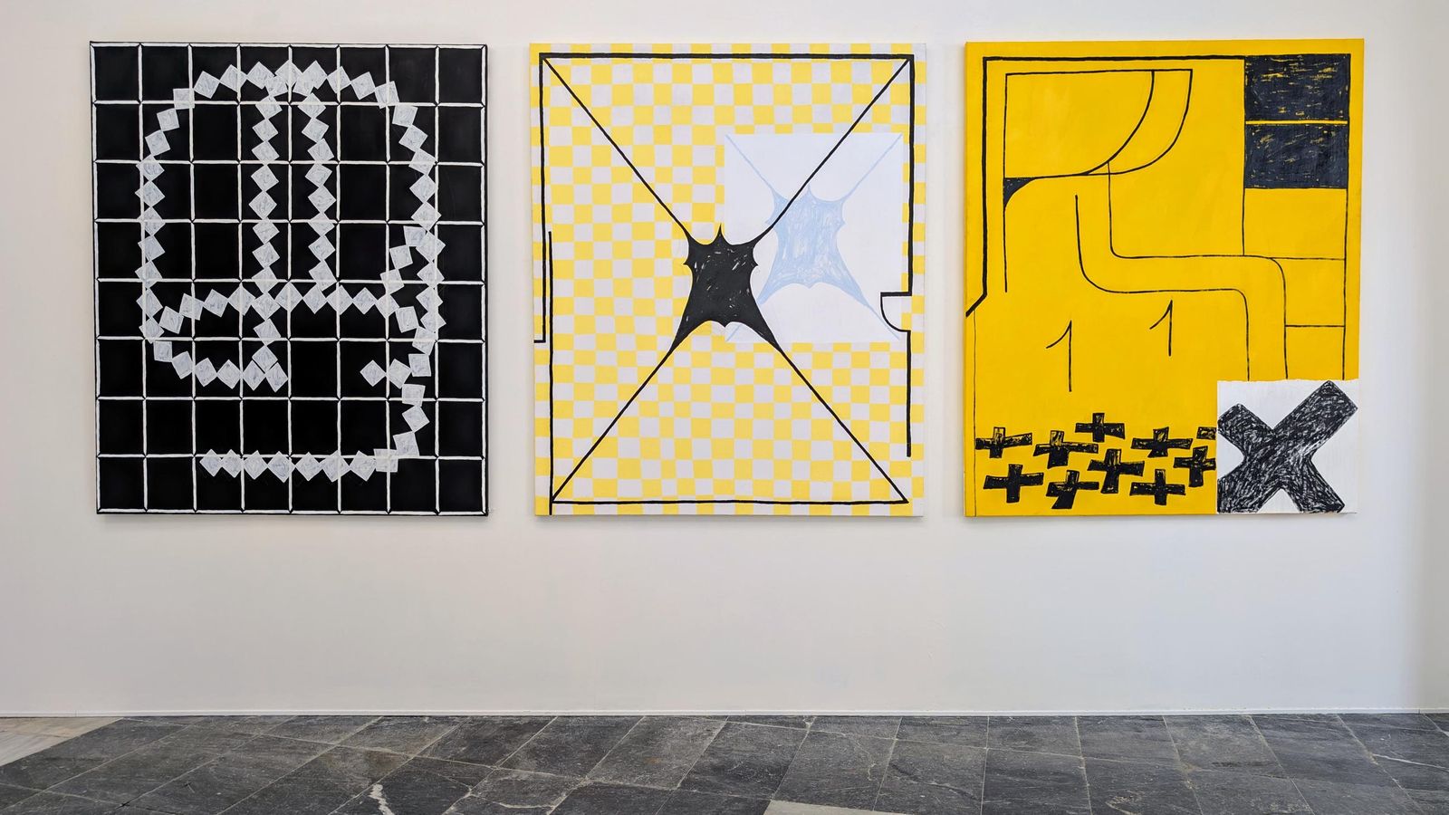 Las obras 'Brank', 'Centro (centro)' y 'Camino, fórmula, símbolo' de Sofía González.