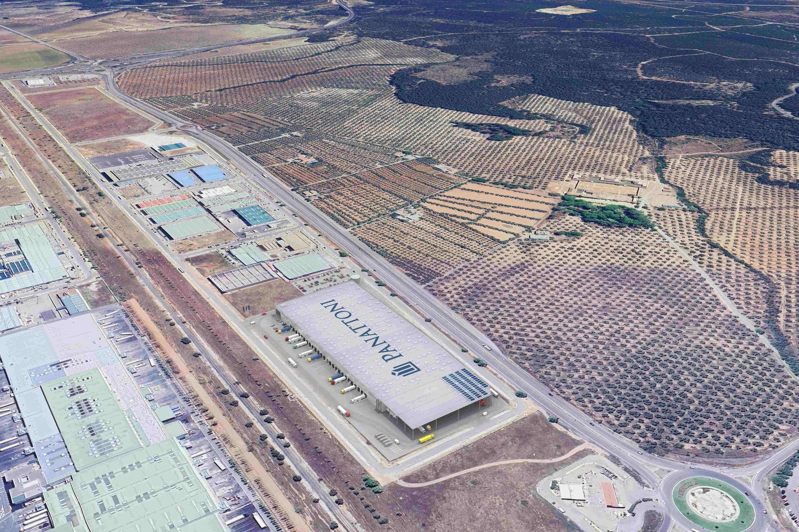 Imagen aérea de parte de la superficie industrial de Antequera.