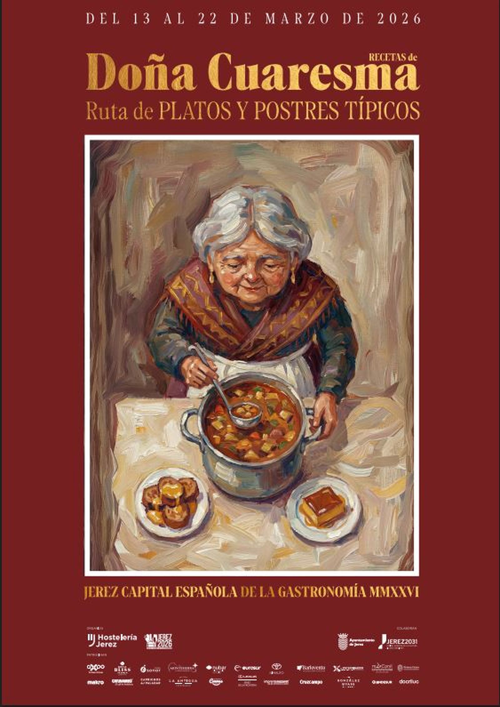 Detalle de cartel de la ruta de Recetas de Doña Cuaresma.