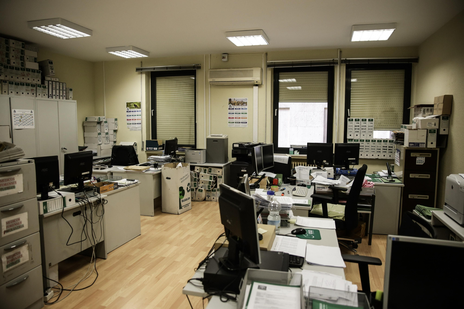 Una oficina judicial, vacía durante el confinamiento.