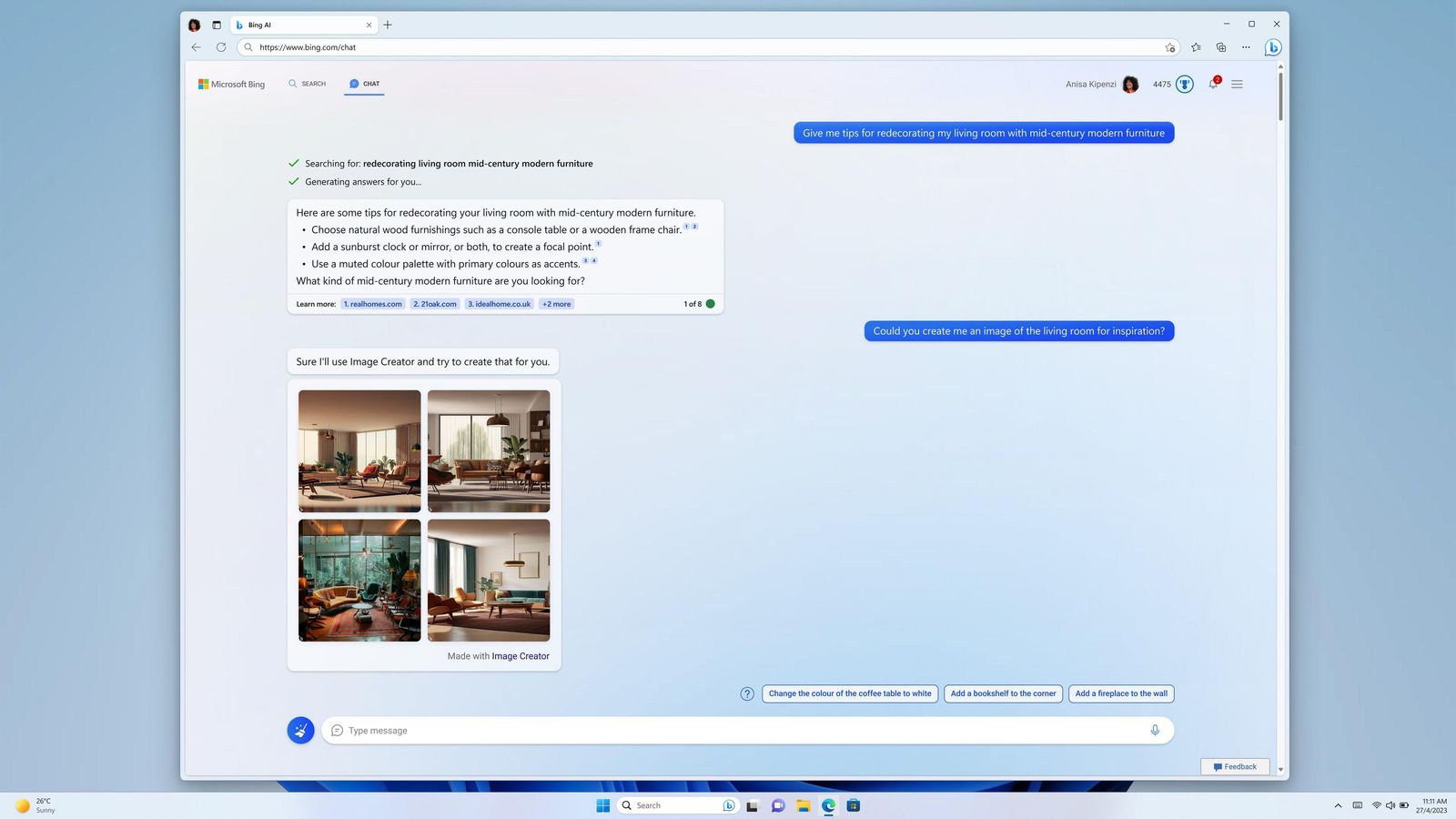 Bing Image Creator en el chatbot del buscador de Microsoft. Bing Image Creator en el chatbot del buscador de Microsoft.