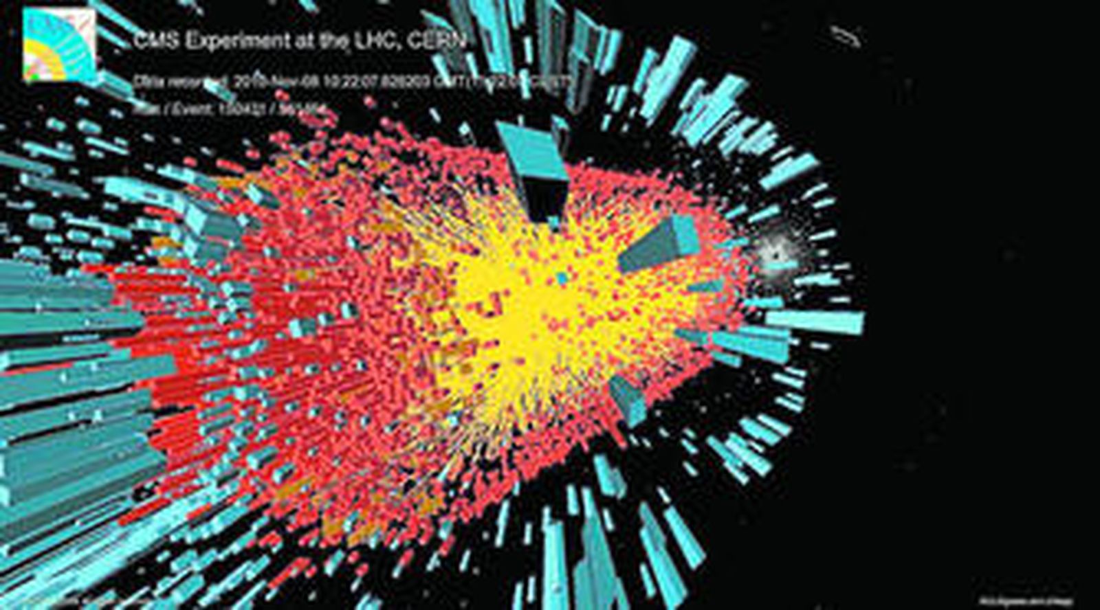 Arriba una recreación de los instantes primeros del Universo. Abajo, el Gran Colisionador de Hadrones, situado en Ginebra.
