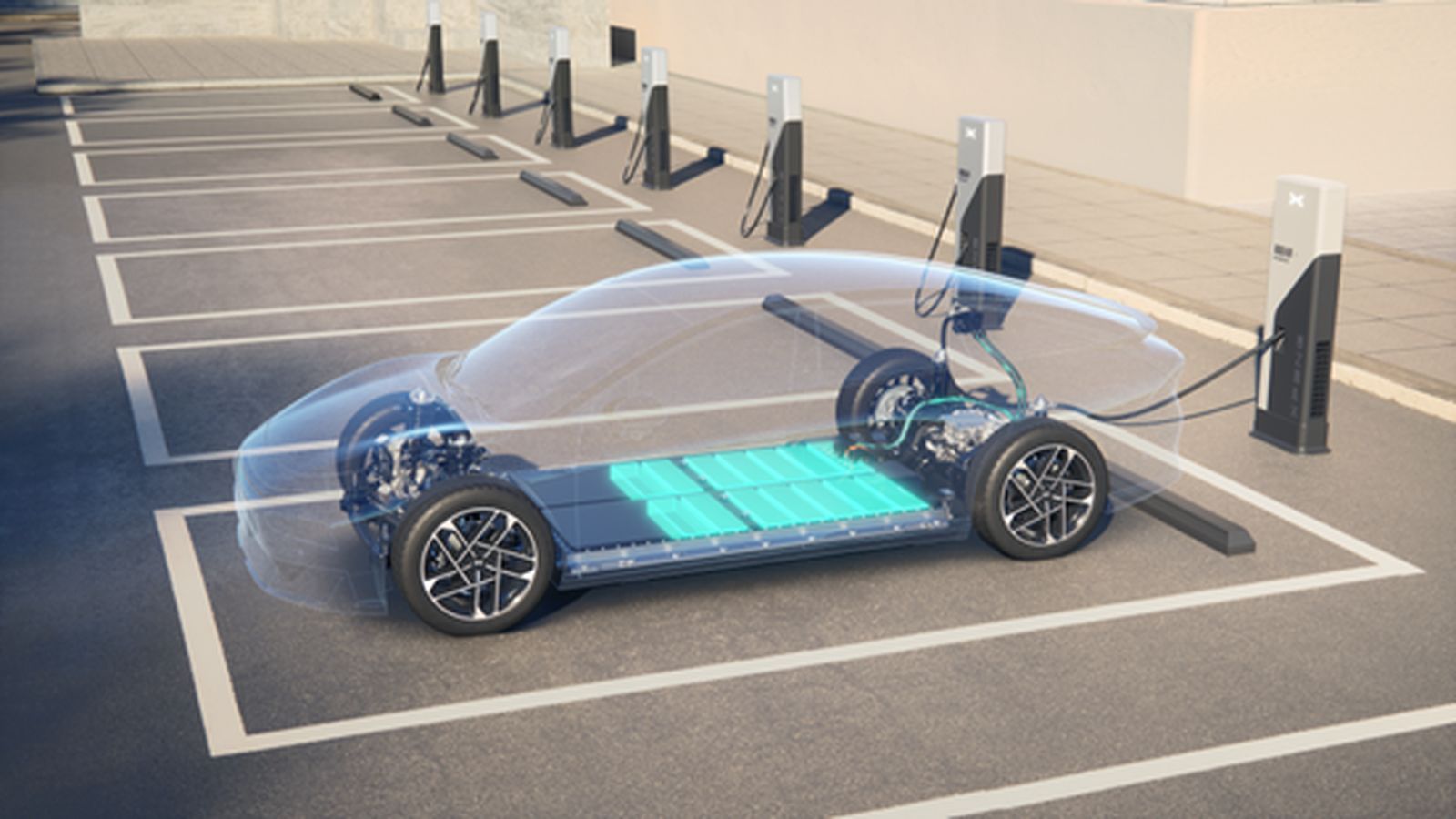 El P7+ puede cargar su batería con potencias extremadamente altas gracias a su arquitectura eléctrica de 800 voltios presente en sus tres versiones.