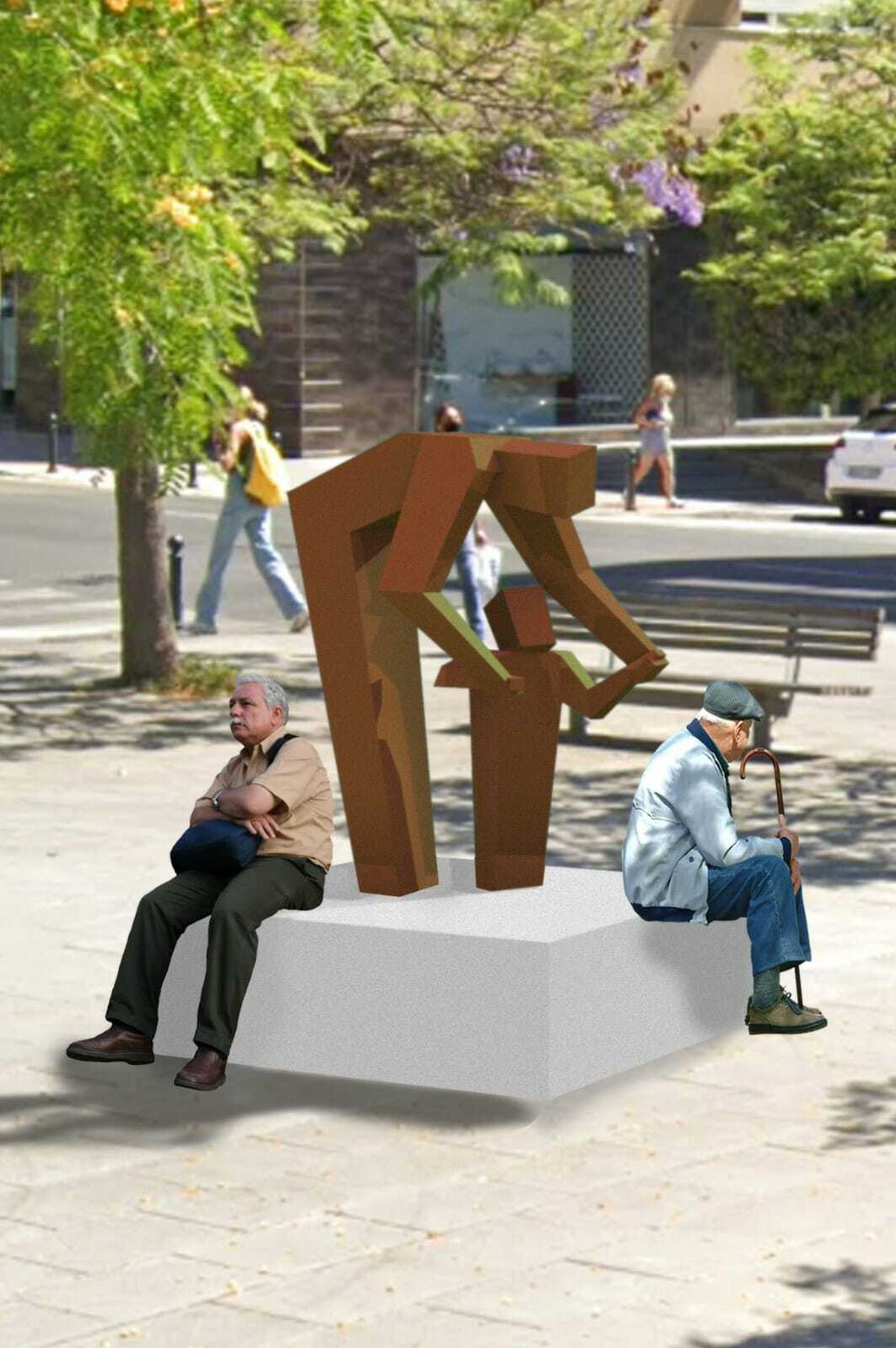 Recreación virtual del monumento en Segunda Aguada.