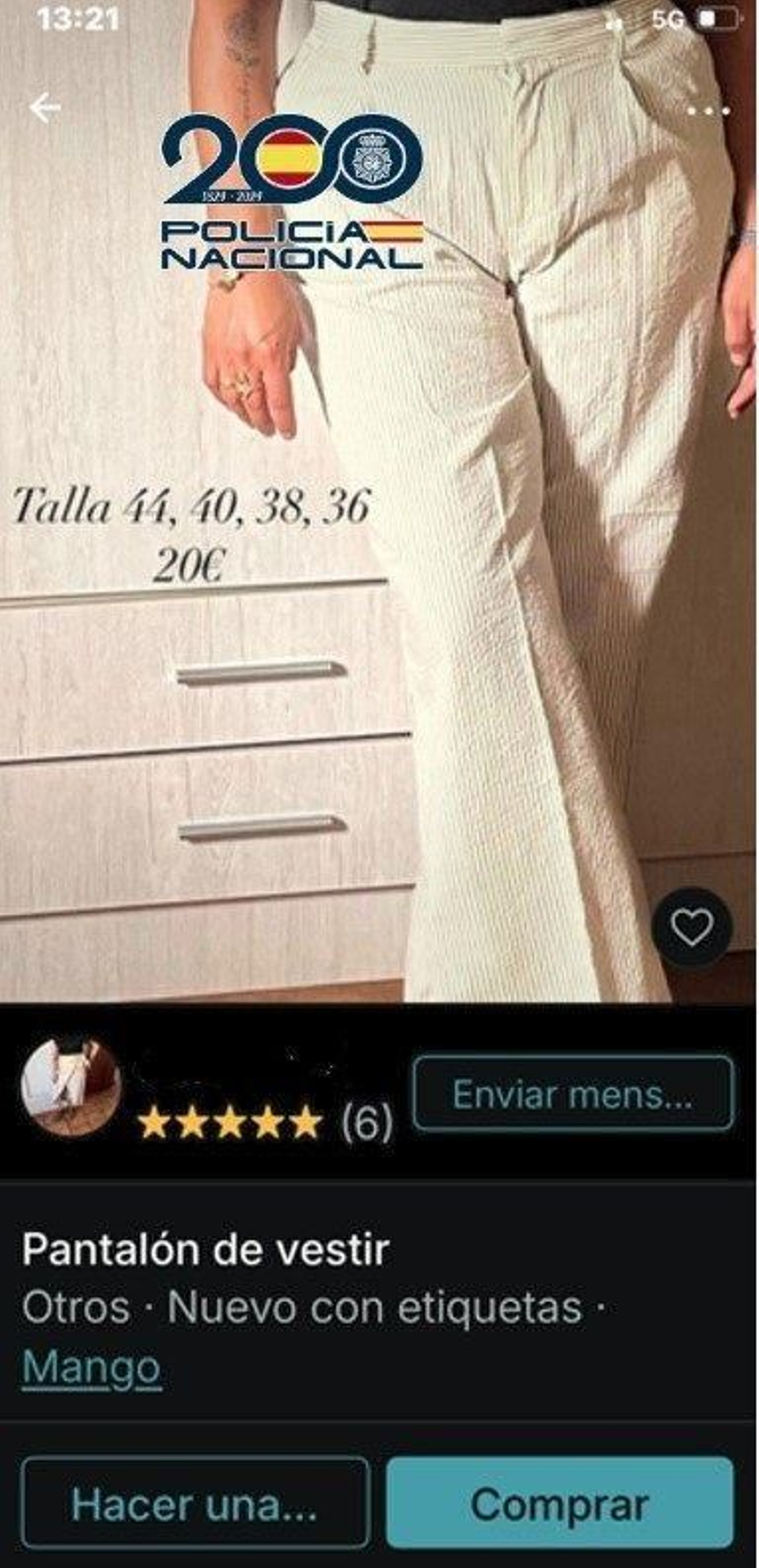 Ropa supuestamente sustraida por el transportista puesta a la venta en internet.