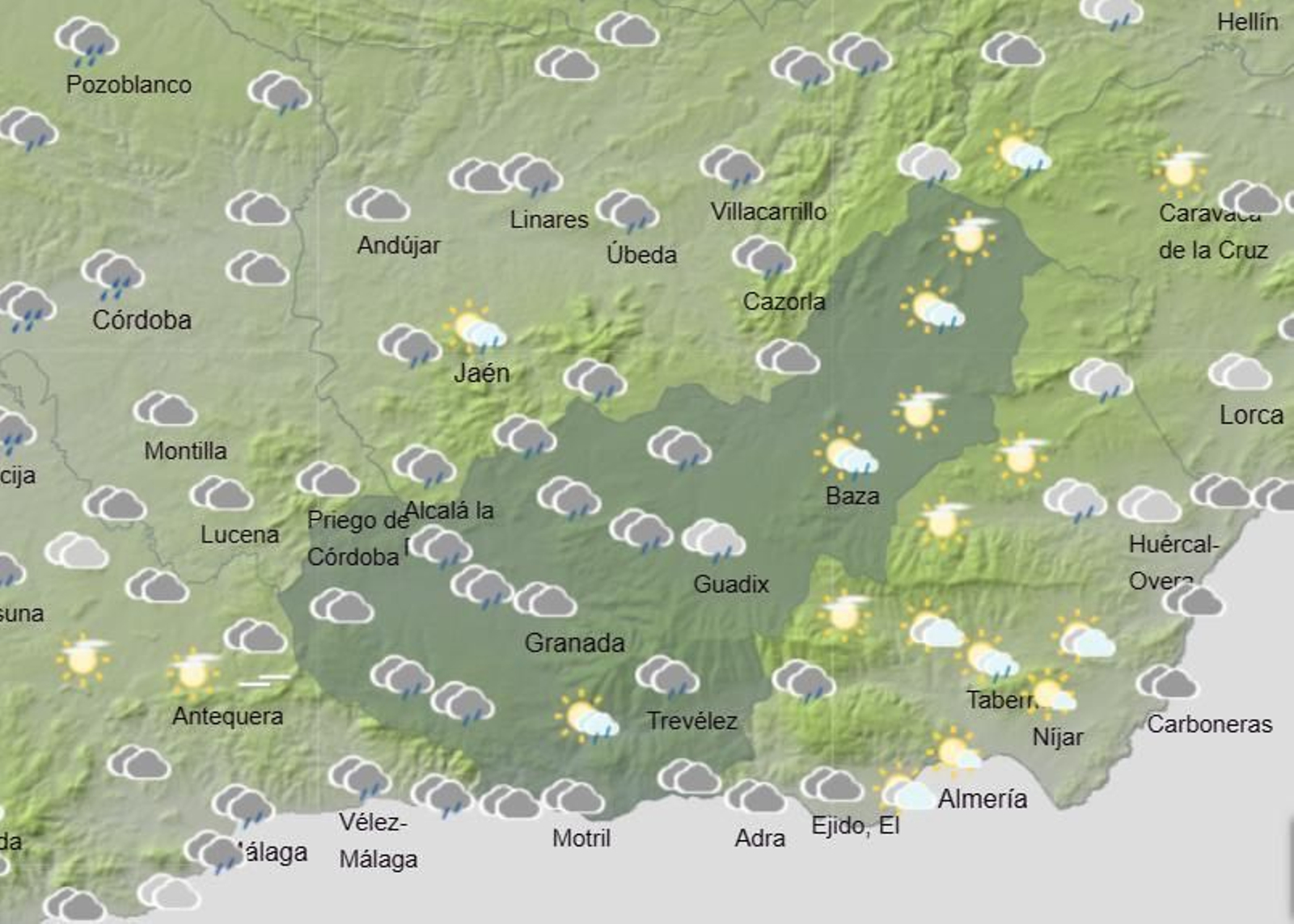 Tiempo en Granada | Lluvia y granizo durante el jueves de Corpus en la provincia