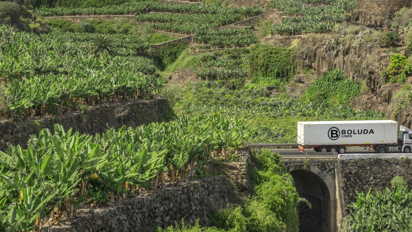 Uno de los camiones con carga de Boluda de los cientos que atraviesan cada día las carreteras de toda España