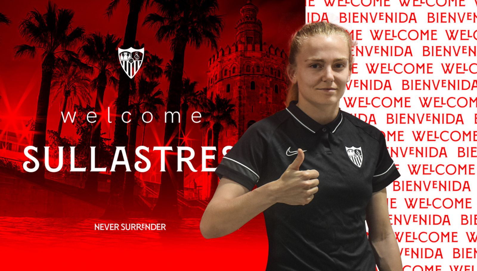 Imagen del anuncio del fichaje de Sullastres por el Sevilla Femenino.