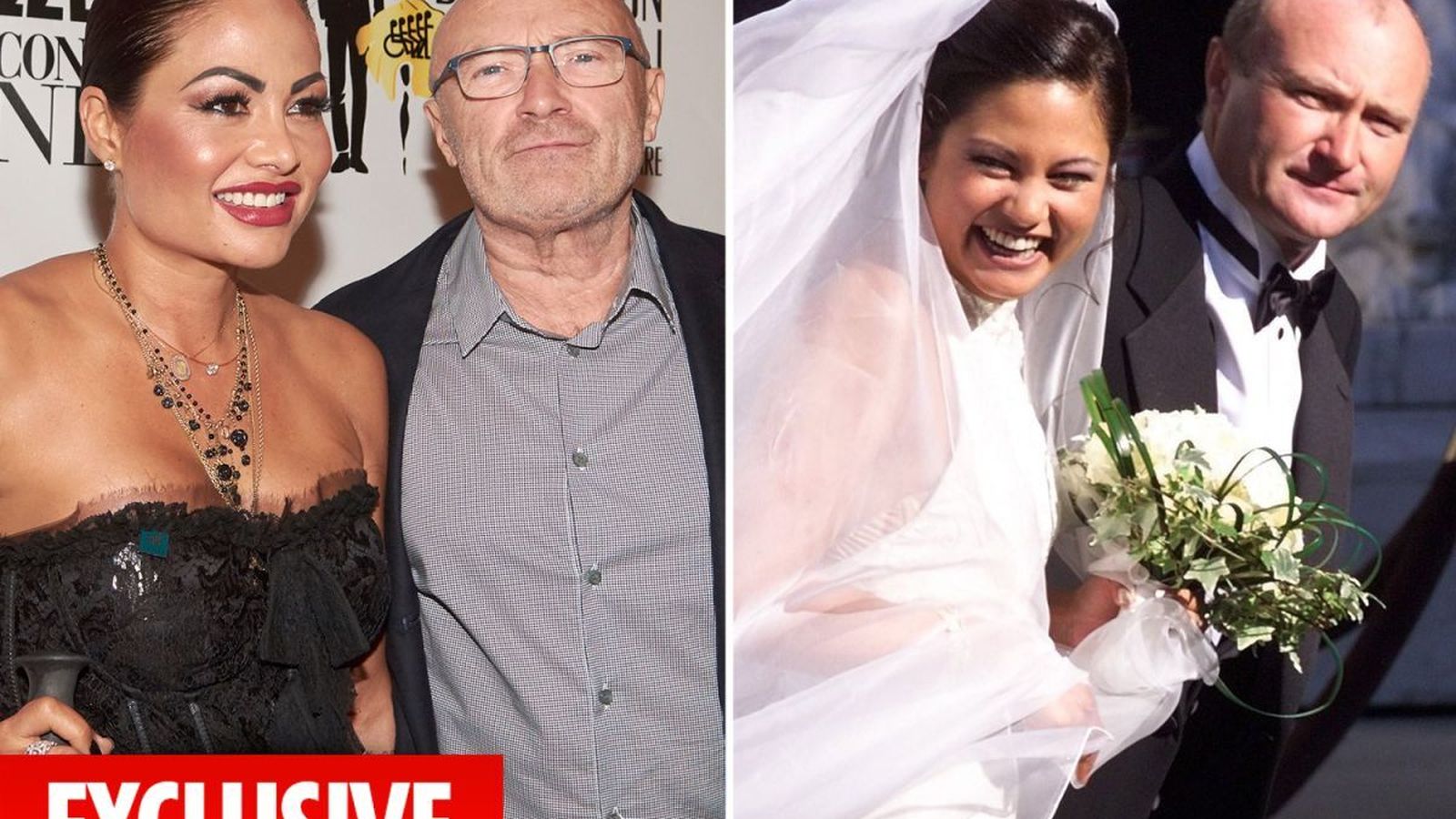 Phil Collins en su boda con su tercera esposa, Orianne Cevey.