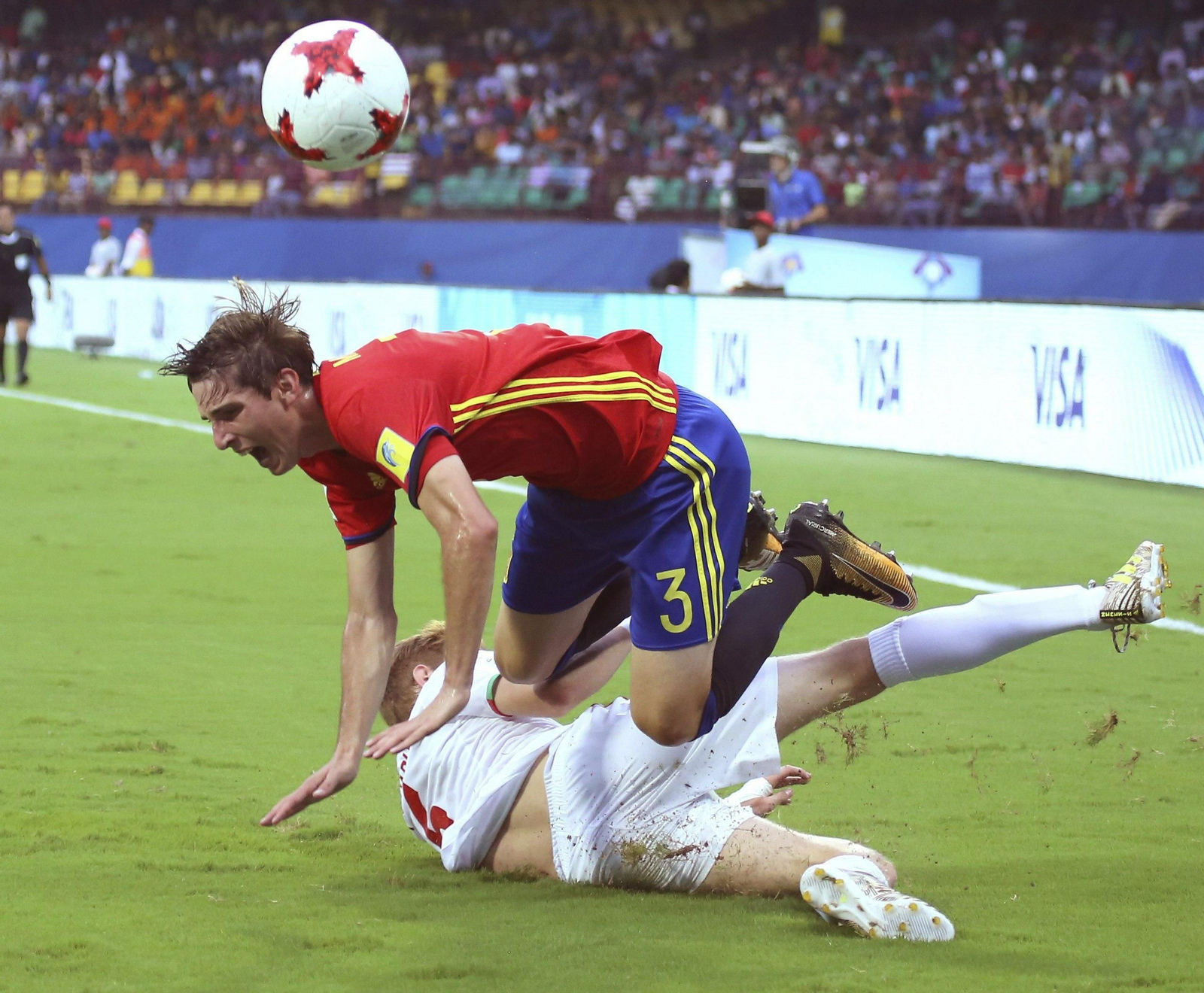 Juan Miranda, en un partido de la selección sub 17.