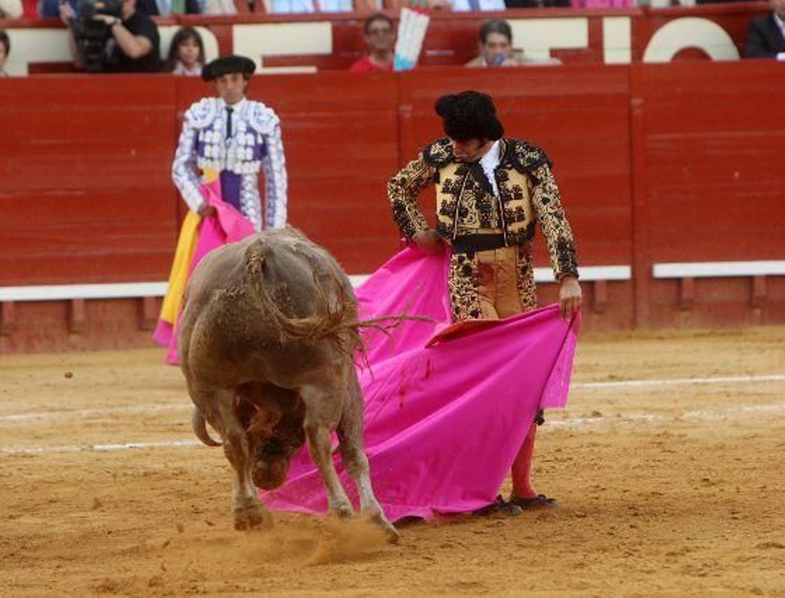 El diestro José Antonio "Morante de la Puebla" protagoniza una actuación magistral, en el cuarto festejo de la Feria del Caballo de Jerez, al cortar dos orejas, que pudieron ser más de haber estado más acertado con los aceros. 

Foto: Juan Carlos Toro