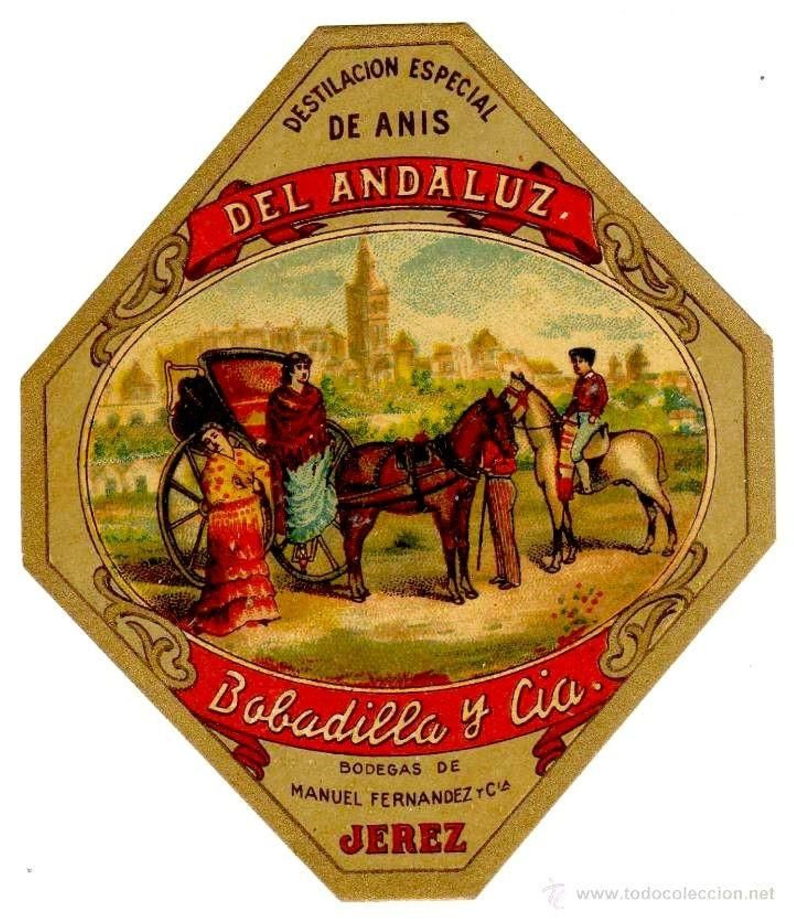 Etiqueta de Anís del andaluz, de bodegas Bobadilla. Etiqueta de Anís del andaluz, de bodegas Bobadilla.