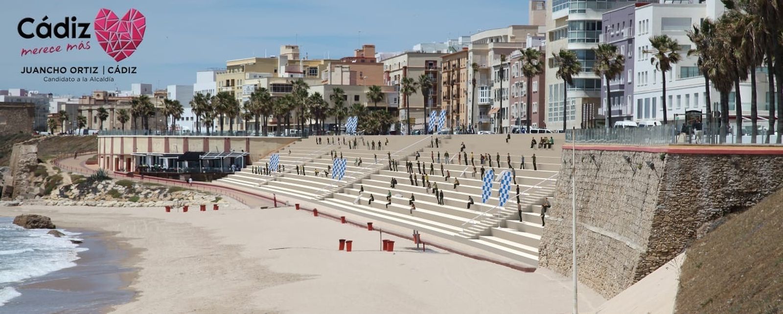 Recreación del graderío que el PP plantea construir en Santa María del Mar.