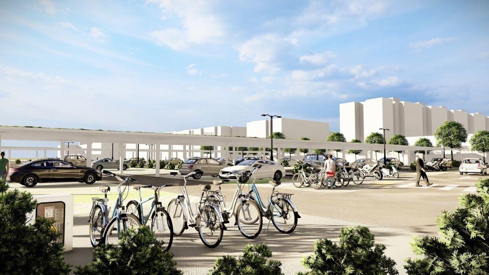 Recreación virtual del aparcamiento proyectado en la zona de Falla (Ronda del Estero).