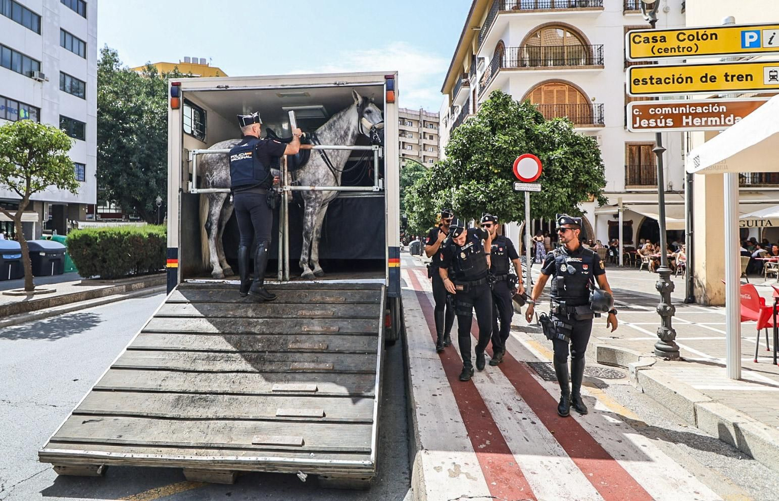 Imágenes del dispositivo de la Caballería de la Policía Nacional para la Magna Mariana