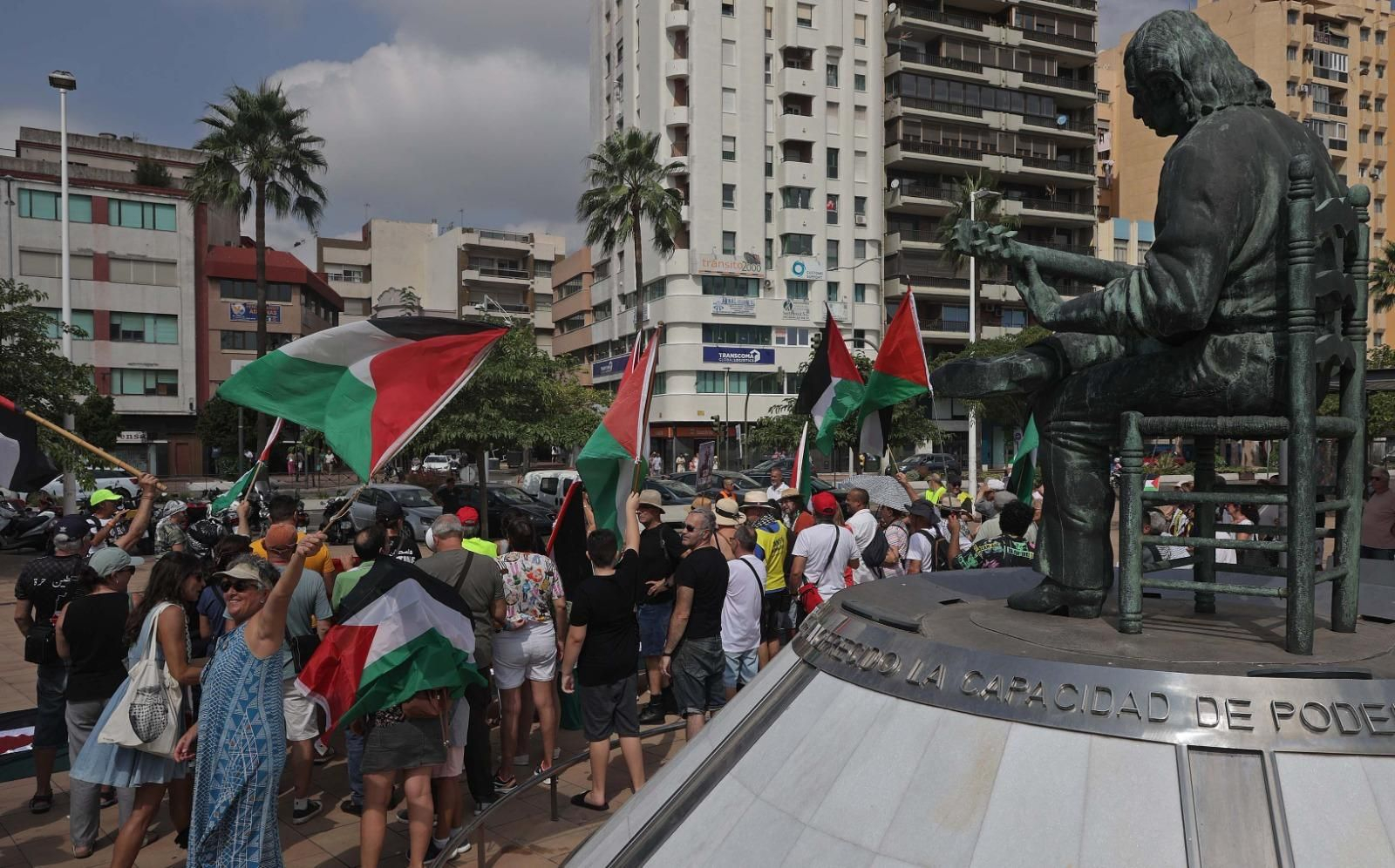 La manifestación contra el uso del puerto de Algeciras para las operaciones de abastecimiento de Israel en la guerra de Gaza.