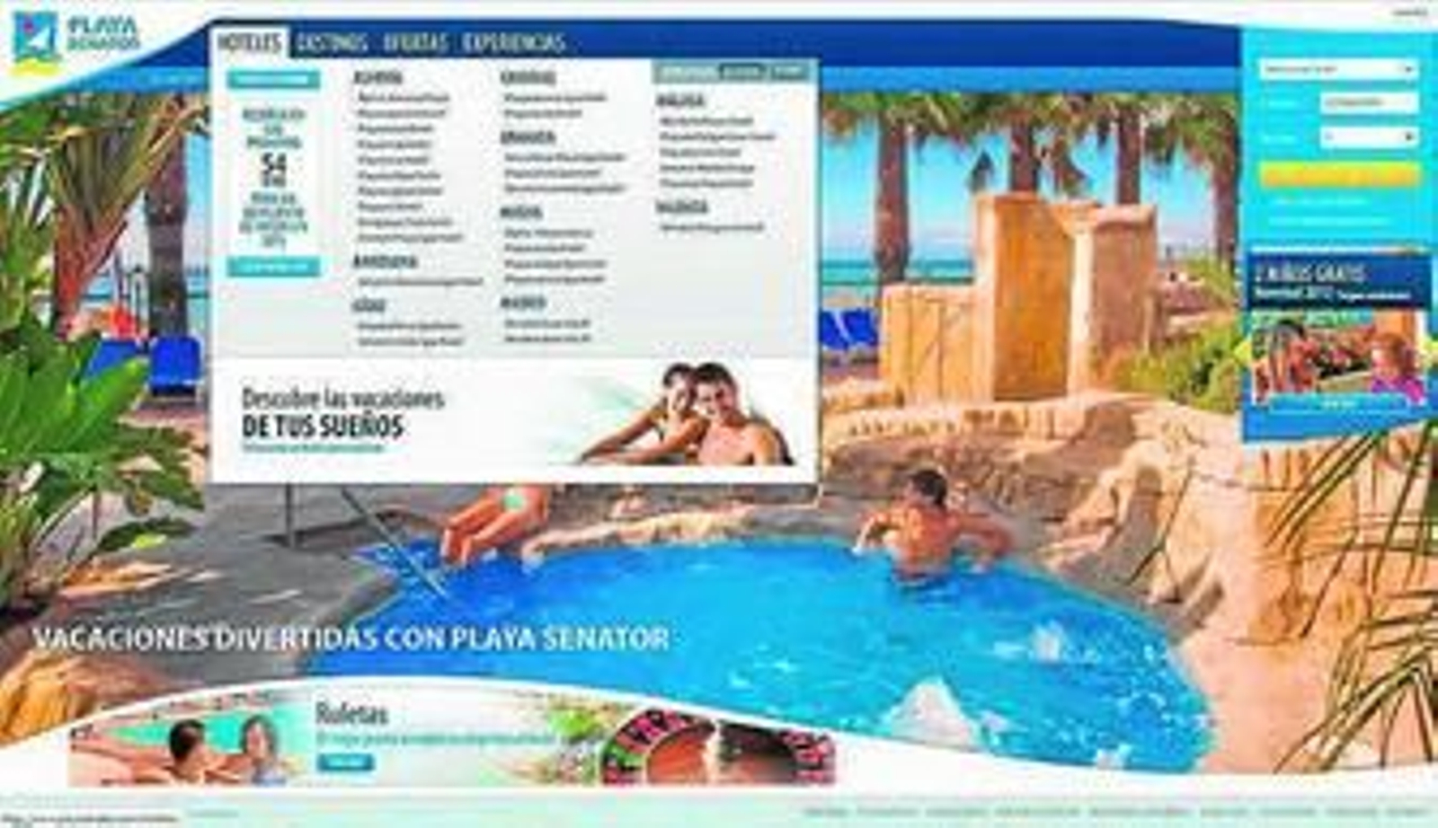 Captura que muestra la nueva imagen de la web de Playa Senator.