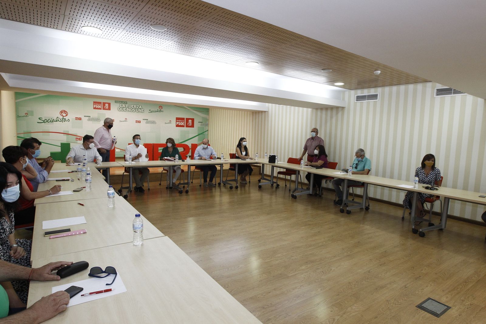 Reunión de Susana Díaz con los alcaldes socialistas del Poniente almeriense, por los rebrotes de la COVID-19
