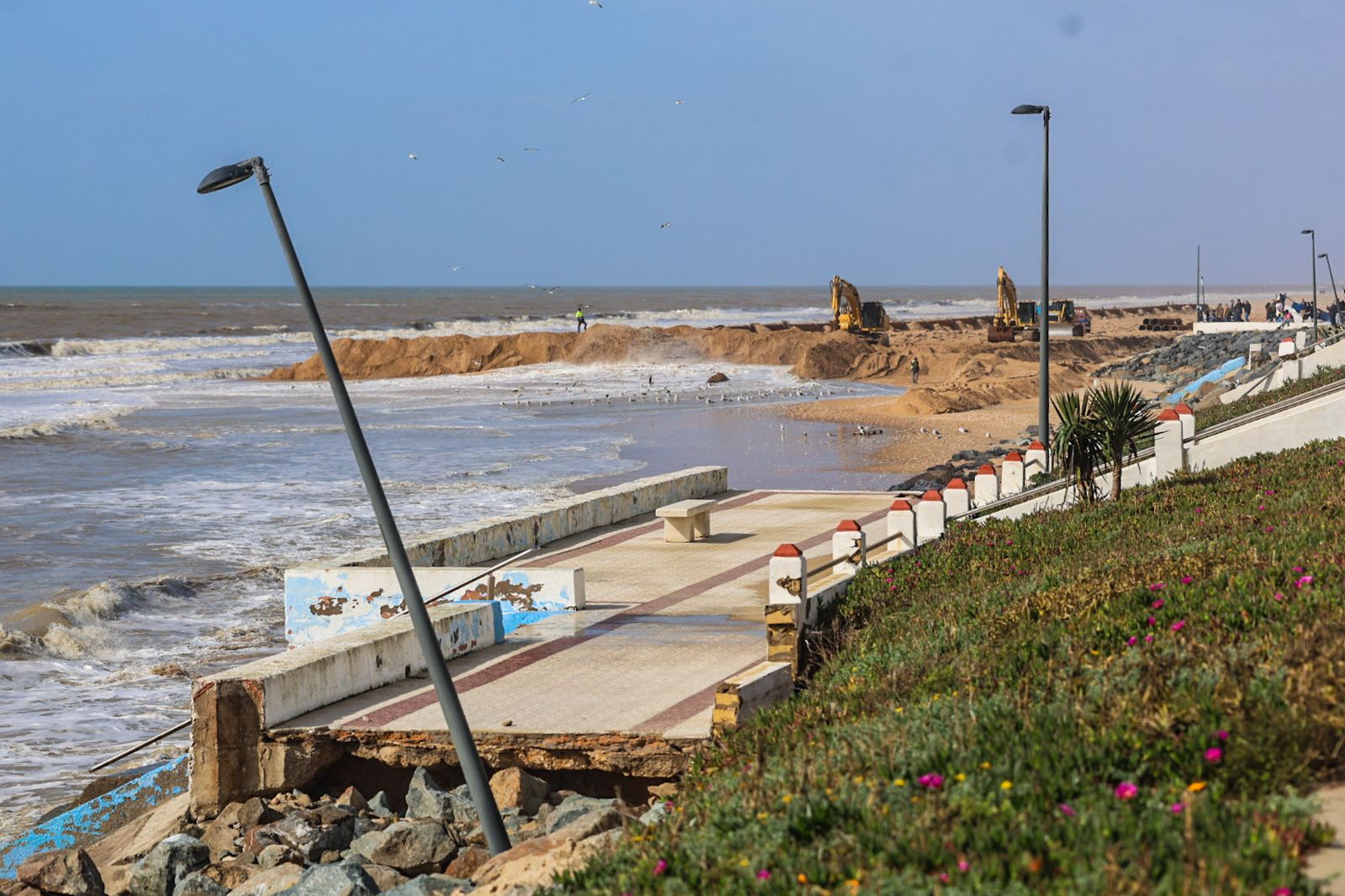 Fotografías del aporte de arena a la playa de Matalascañas