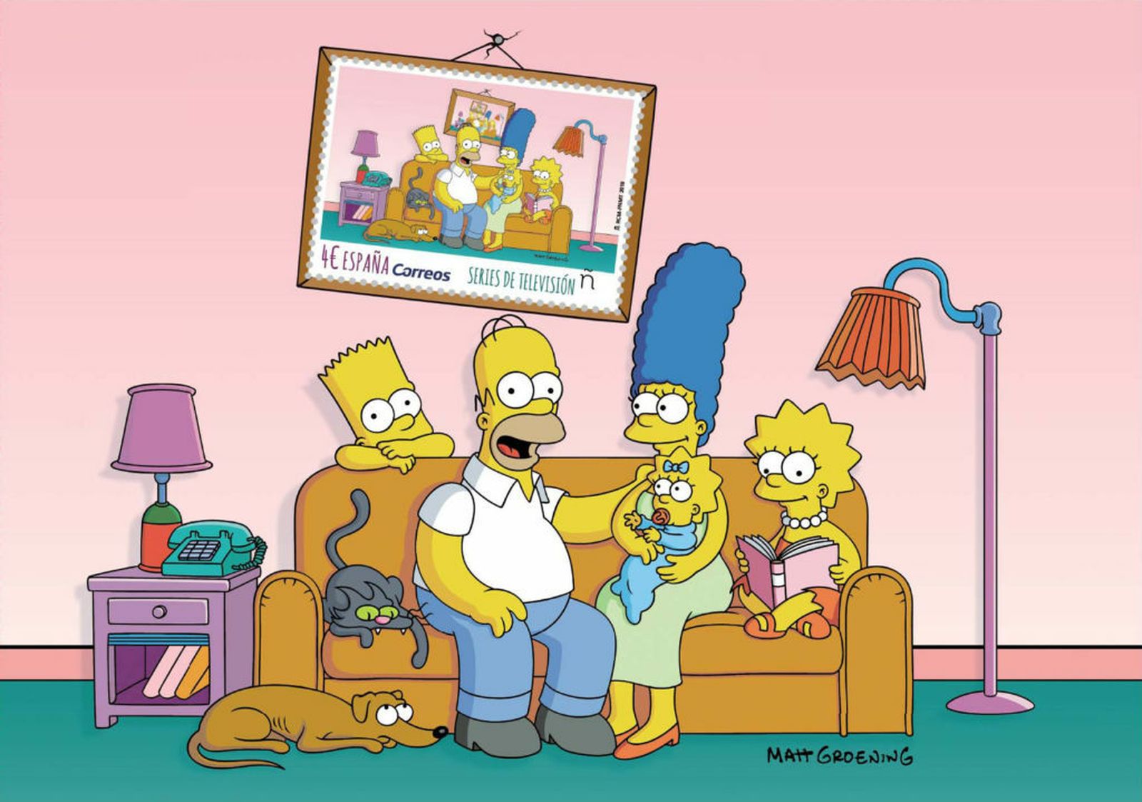 La emisión de Correos de España con la hoja bloque dedicada a 'Los Simpson'