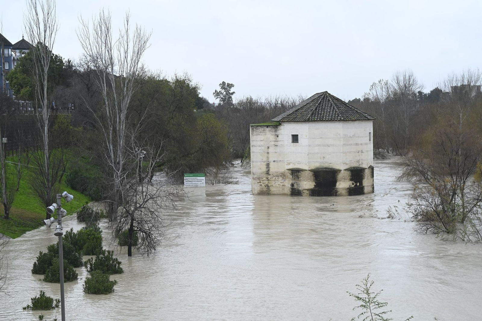 El río Guadalquivir supera los cuatro metros de altura a su paso por Córdoba, en imágenes
