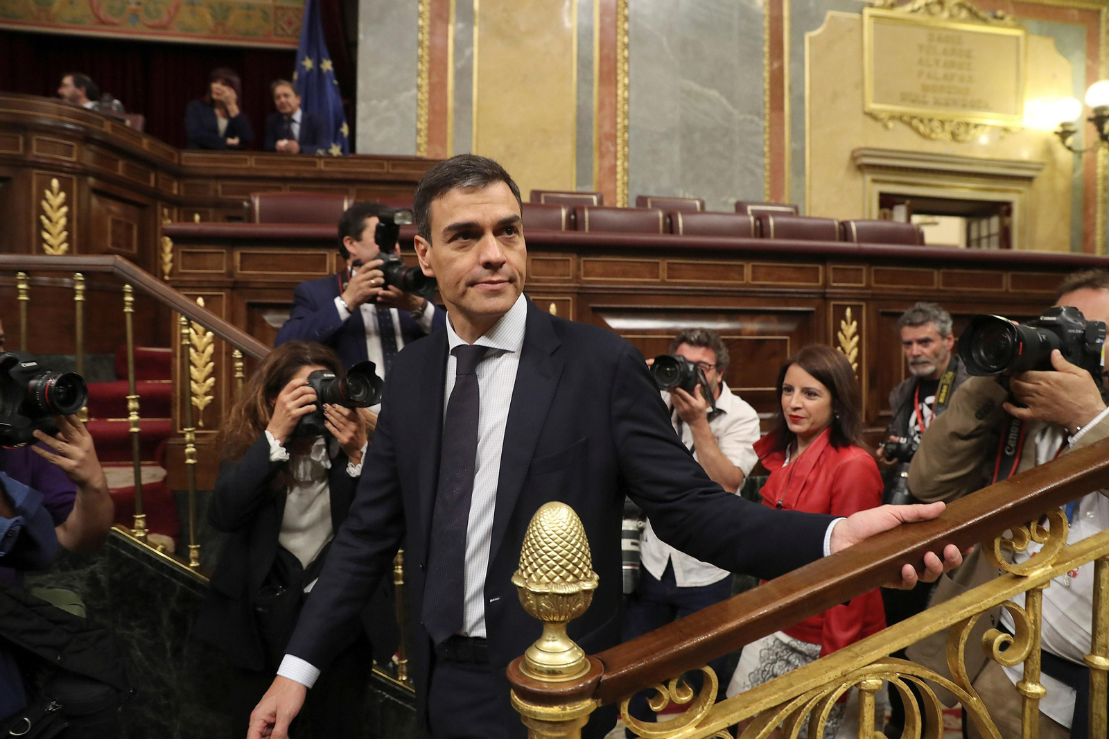 Pedro Sánchez, a su llegada al Congreso.