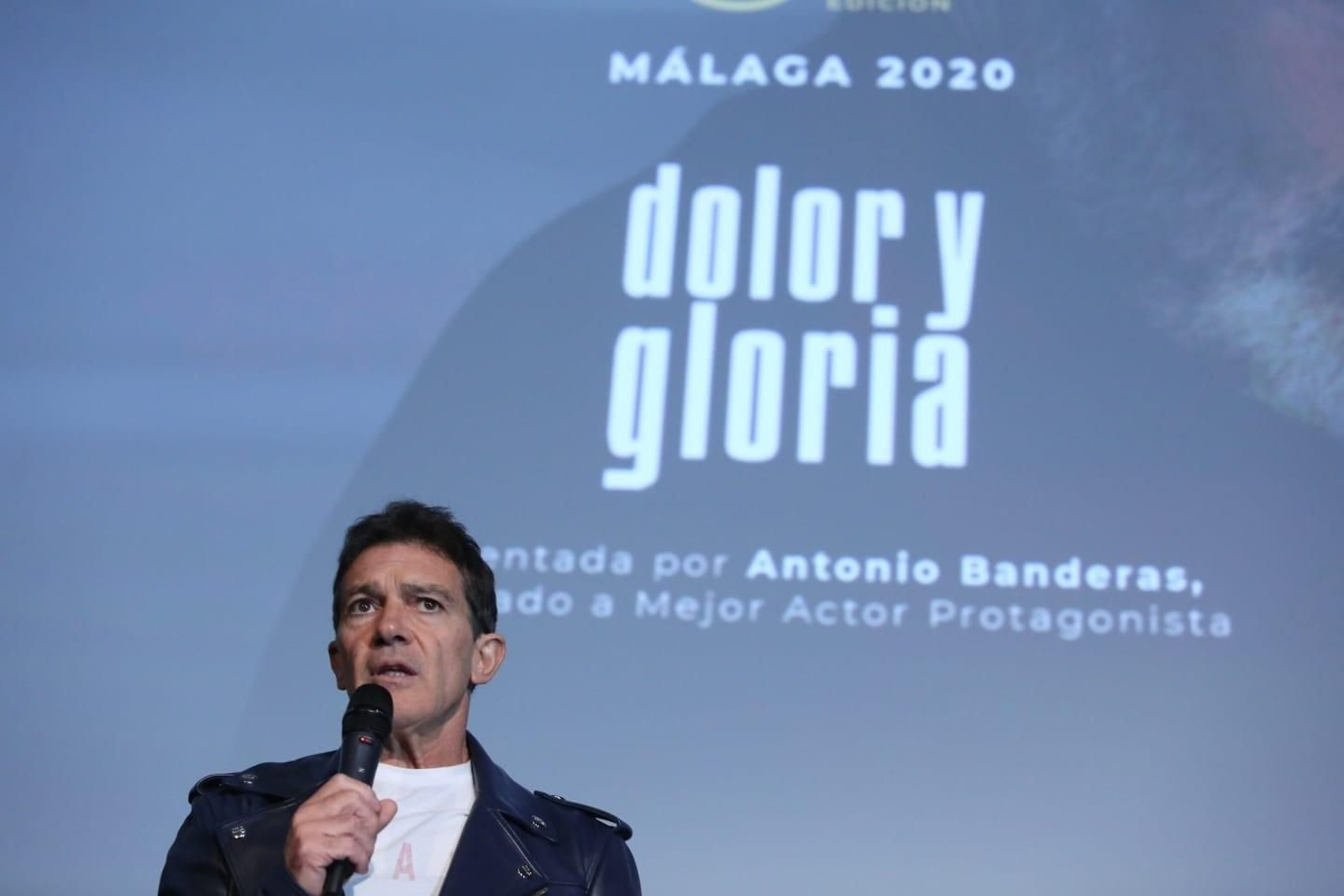 Antonio Banderas, este lunes, en el Cine Albéniz de Málaga, durante su intervención. Antonio Banderas, este lunes, en el Cine Albéniz de Málaga, durante su intervención.