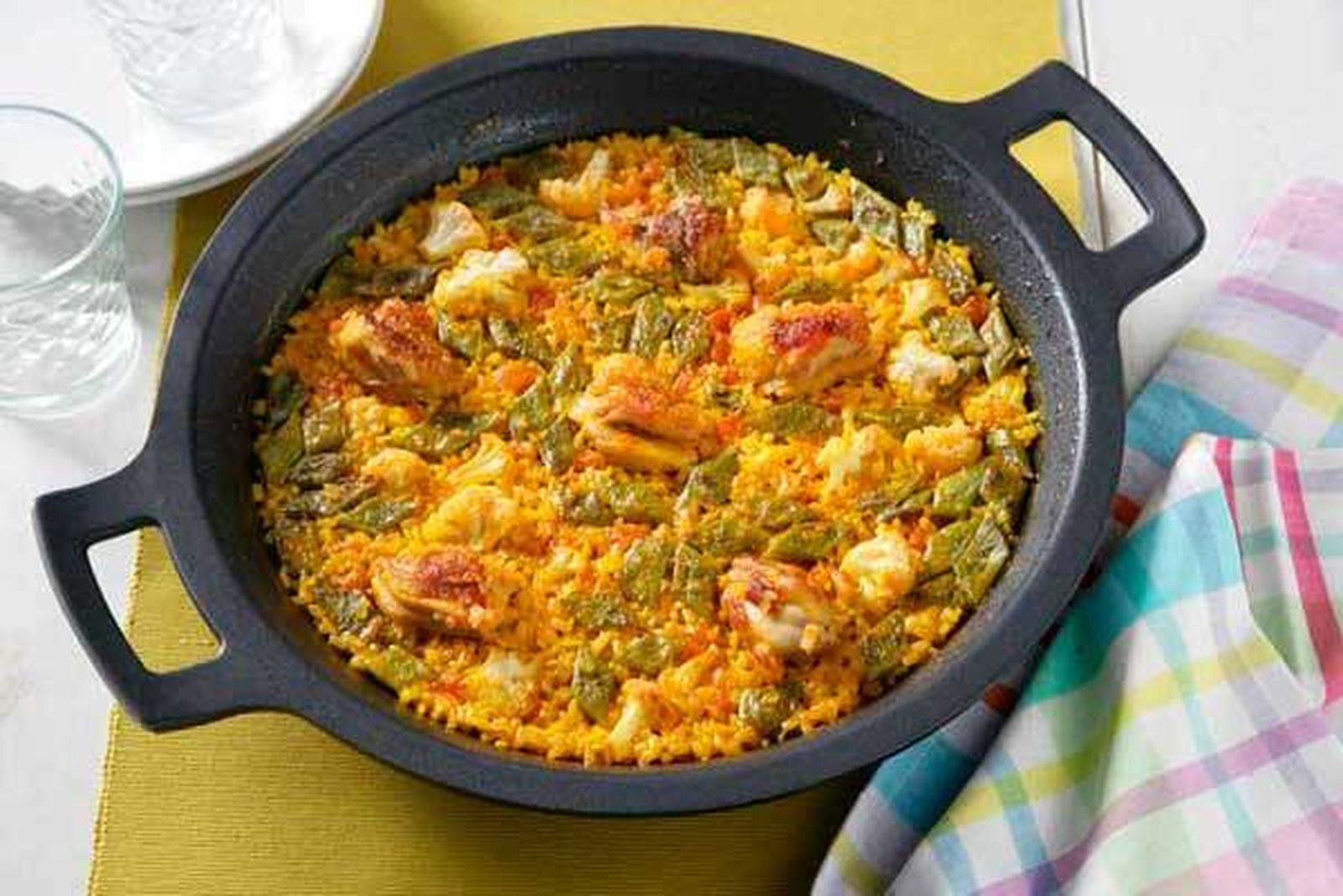 Receta de paella de la huerta con pollo