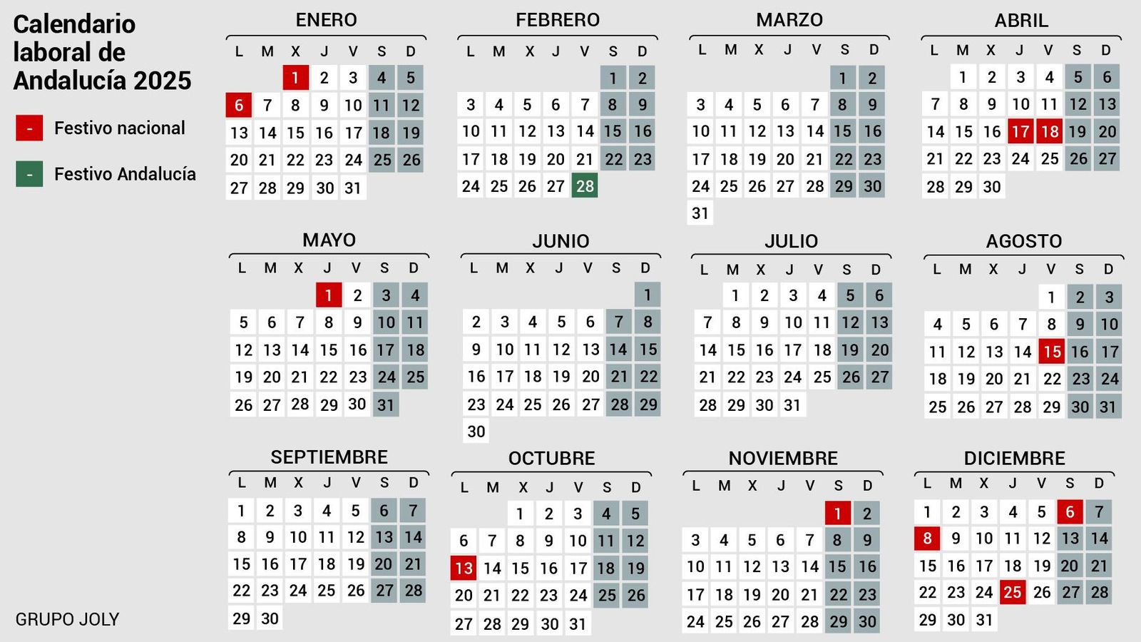 Calendario laboral de Andalucía 2025