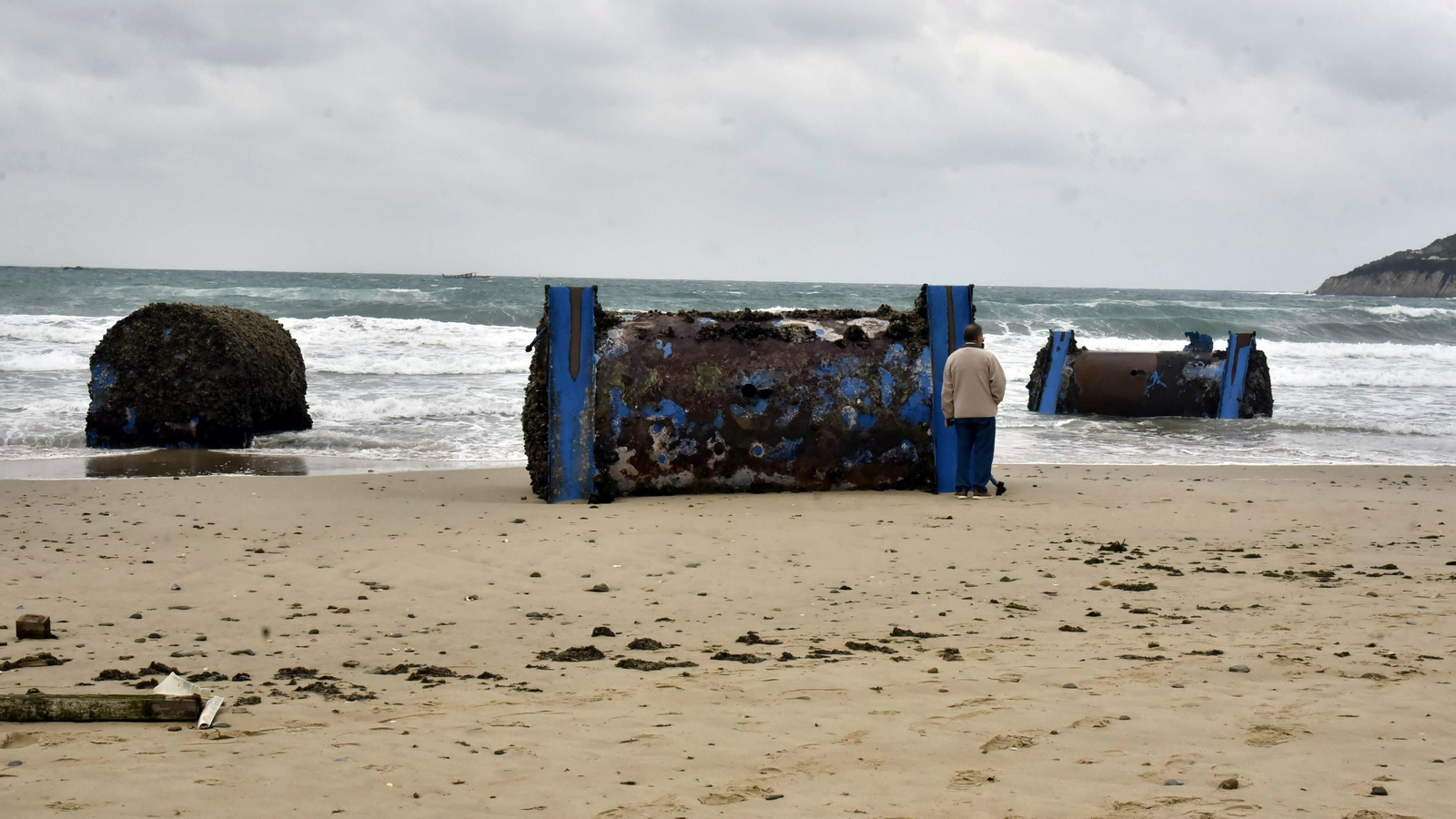 Mejilloneras varadas en la playa de Getares