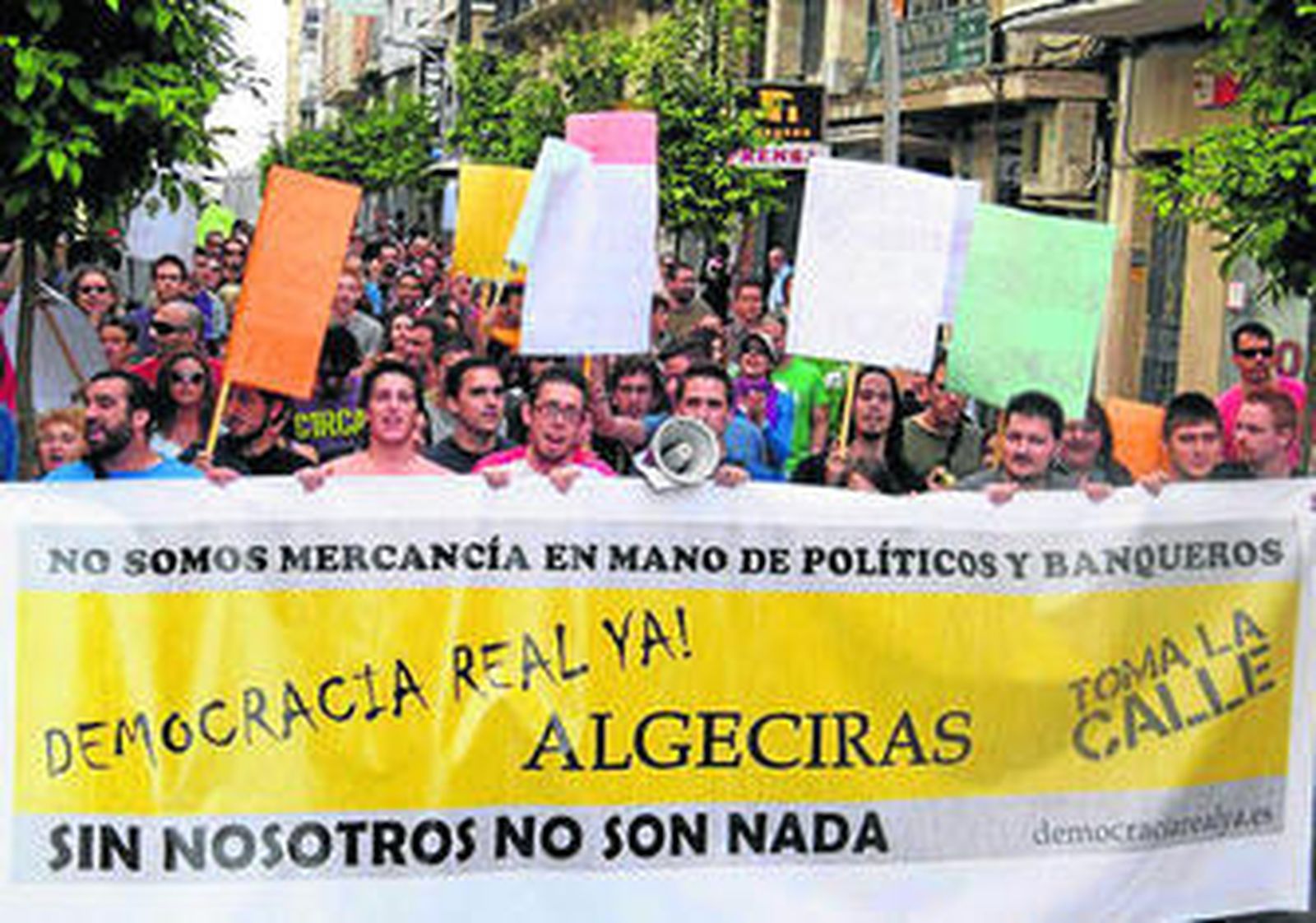 Imagen de la manifestación convocada por Democracia Real Ya en Algeciras, la semana pasada.