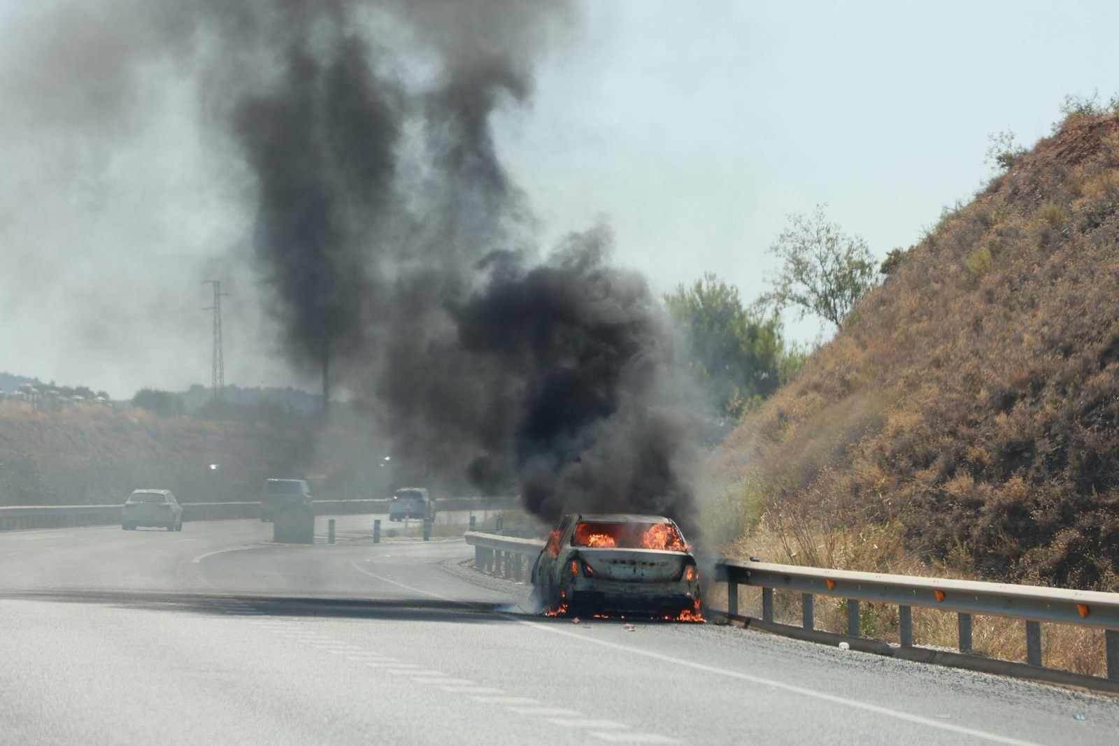 Imagen del vehículo ardiendo en la A-44